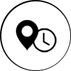 icon of map pin and clock